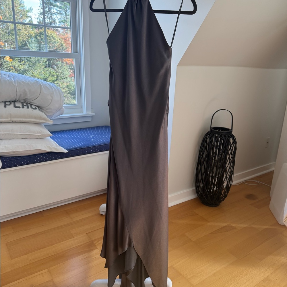 BCBGMaxAzria Charcoal Backless Dress